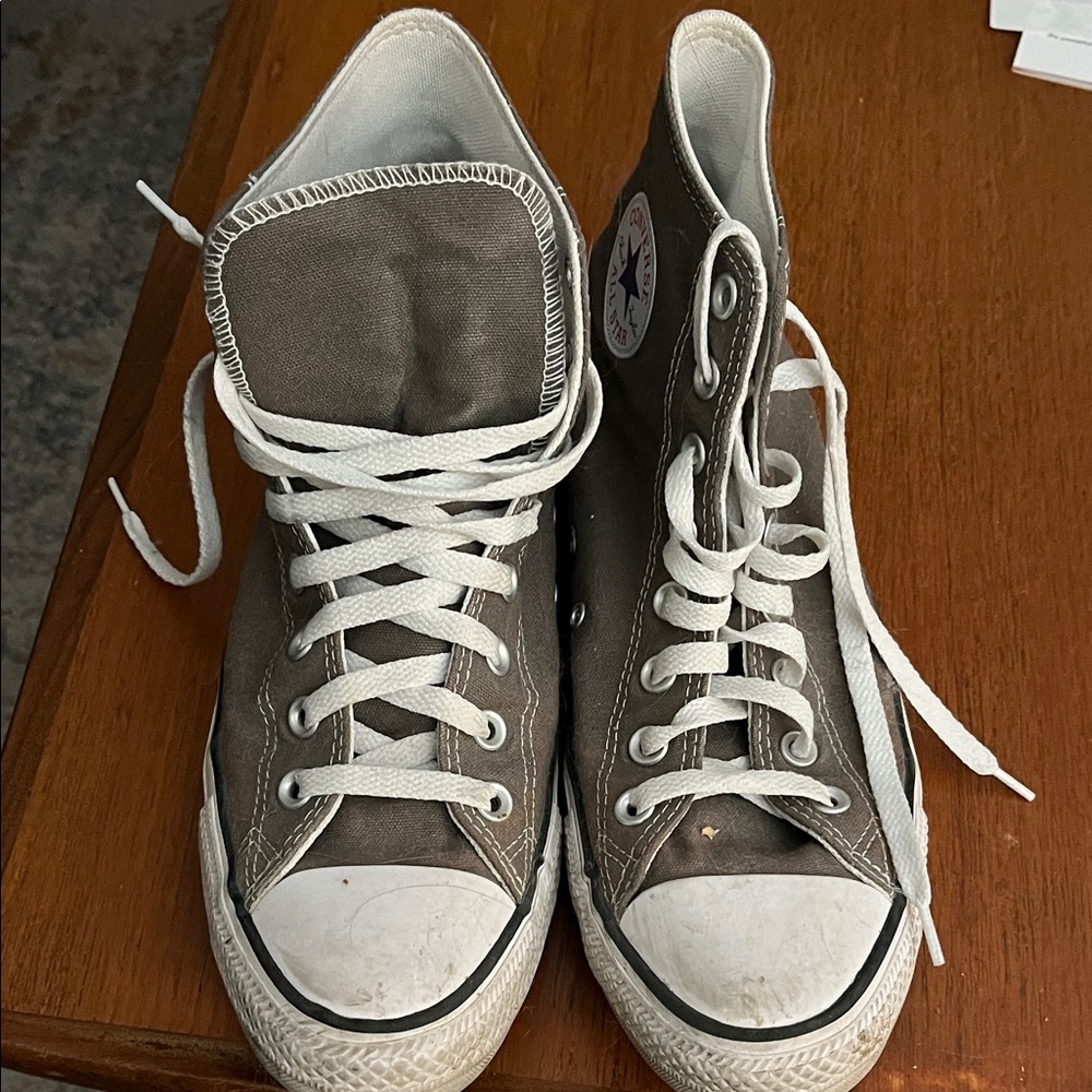 Converse High Top Sneakers in Taupe with White Accents